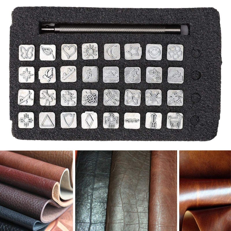 Houlibify Leather Stamping Tools with Rubber Hammer  71 PCS Leather Different Shape Saddle Making Stamp Punch Set Leather Carving Tools Leather Stamps Leather Punch Tools (71PC) - Image 4